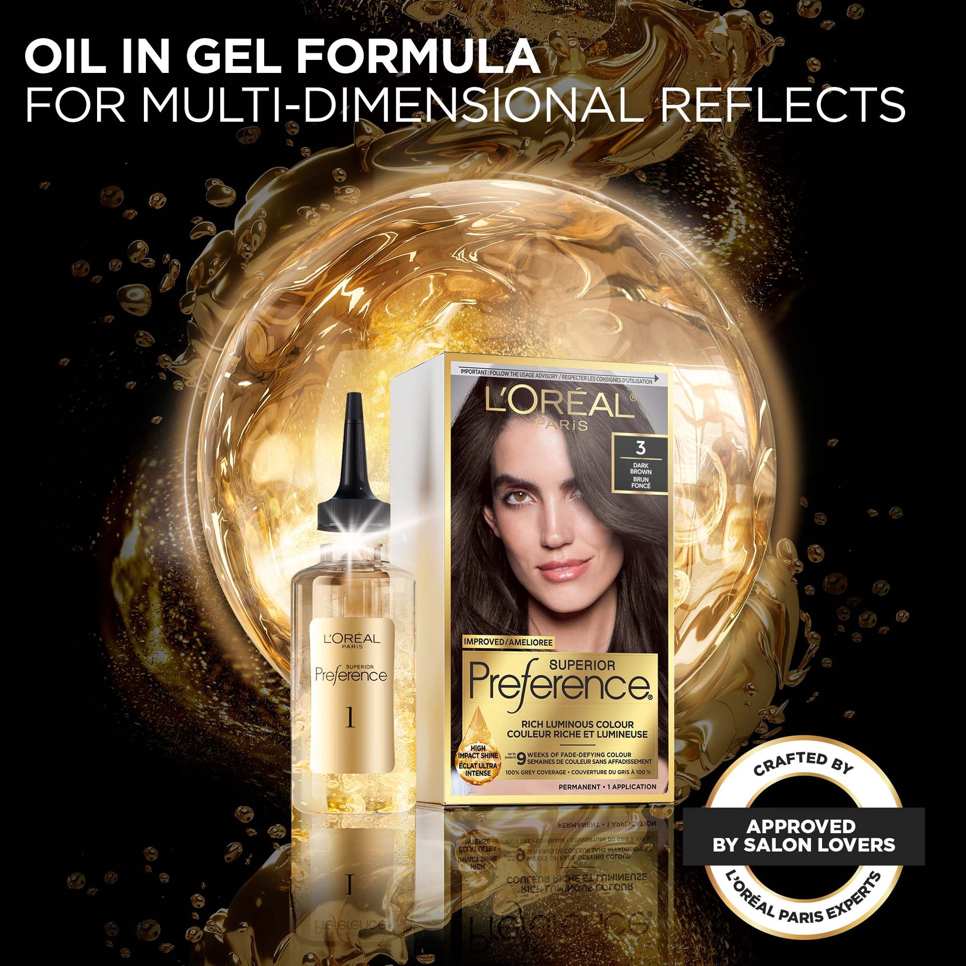 New and improved formula of superior preference with oile in gel formula and approved by salon lover